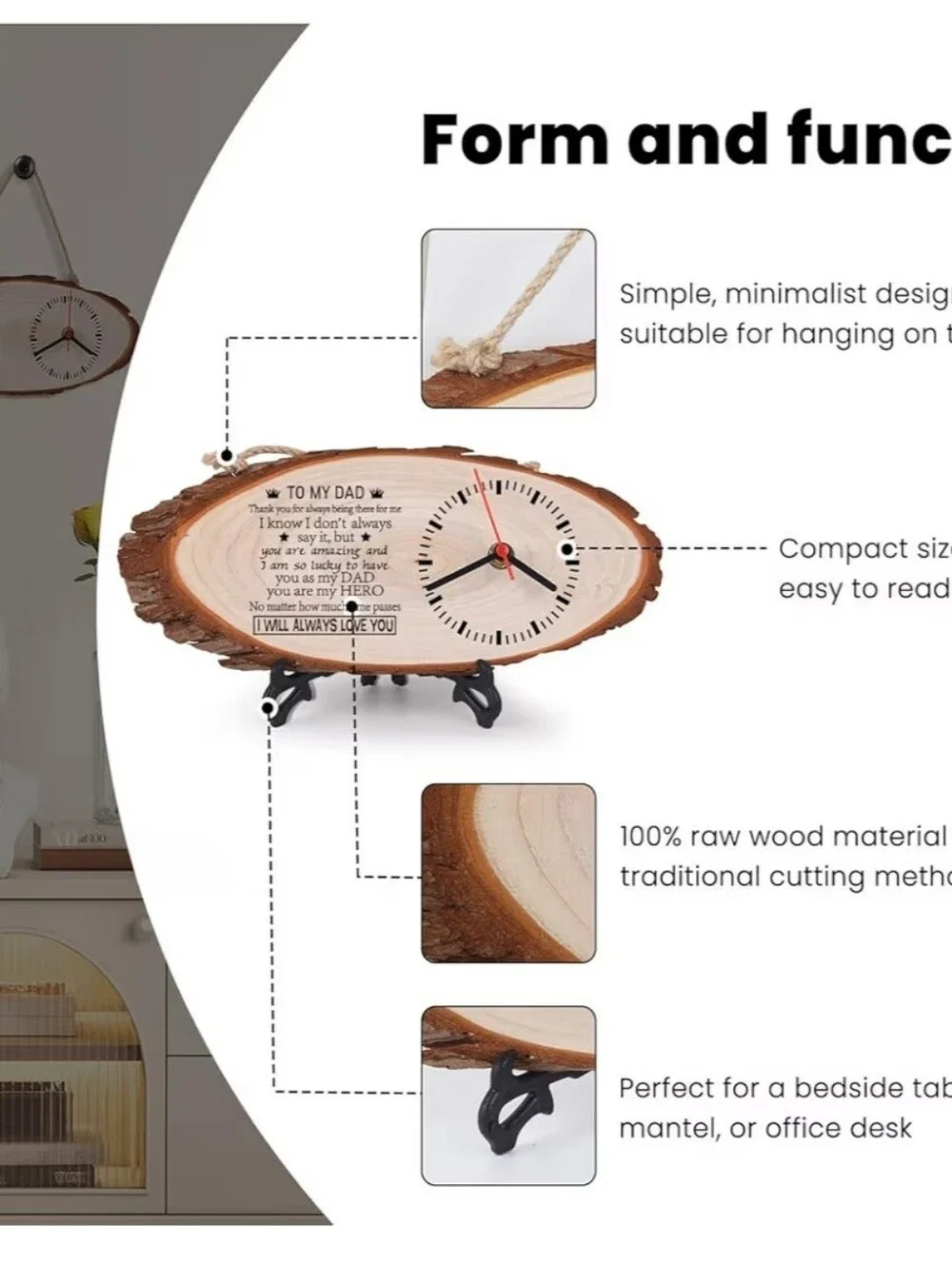 To my dad rustic wood plauqe clock *Father's Day* Dad* new*